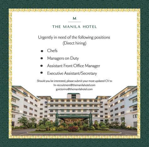 hotel hiring manila